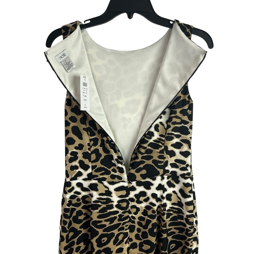 Cache Womens Bodycon Lined Dress Animal Print Stretch Tired Mock Wrap 4 New - Picture 7 of 12